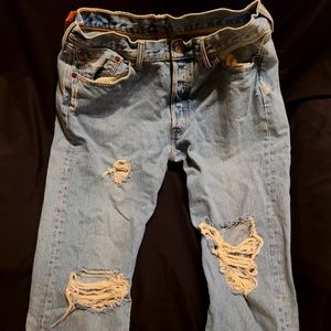 Levis 501 Destroyed Mens Jeans